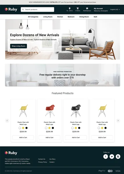 Screenshot of the start page for B2C