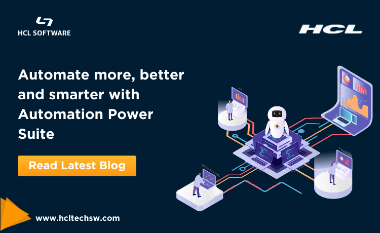 HCL Workload Automation power suite infographic diagram with robotic process automation graphics and integration