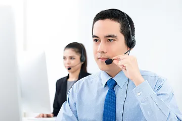Senior Customer at Service Counter